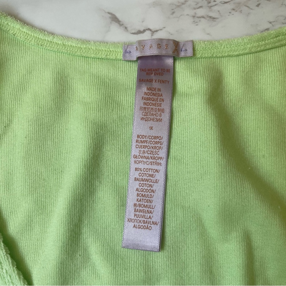 Savage X Fenty Fluorescent Green Terry Cloth Sleeveless Tie Crop Top Plus 1X - Picture 4 of 4